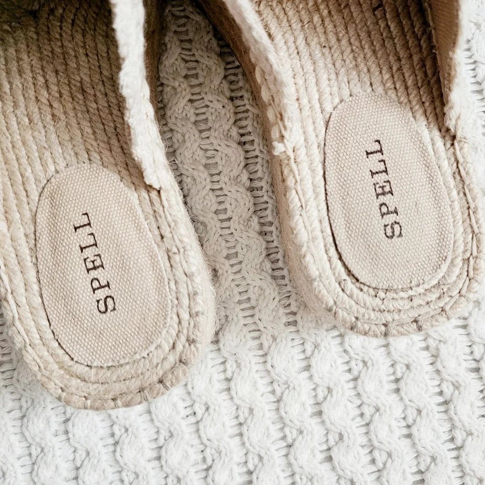 Spell Sun Chaser Crochet Espadrilles Platform Sandals Bisque 40 9 9.5 NEW RARE